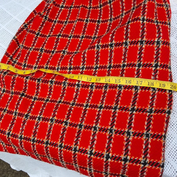Evan Piccone red boucle vintage kick pleat skirt 8-12 - Picture 4 of 16